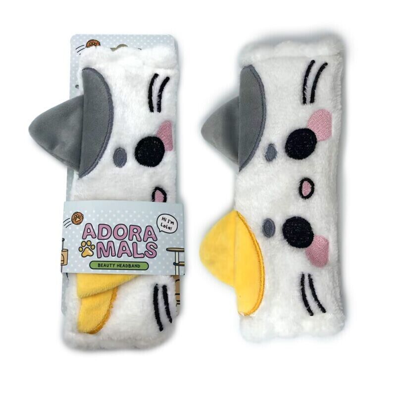 Adoramals Plush Headband Panda Rabbit Cat Unicorn Face Washing Makeup Headband - PartyErasers