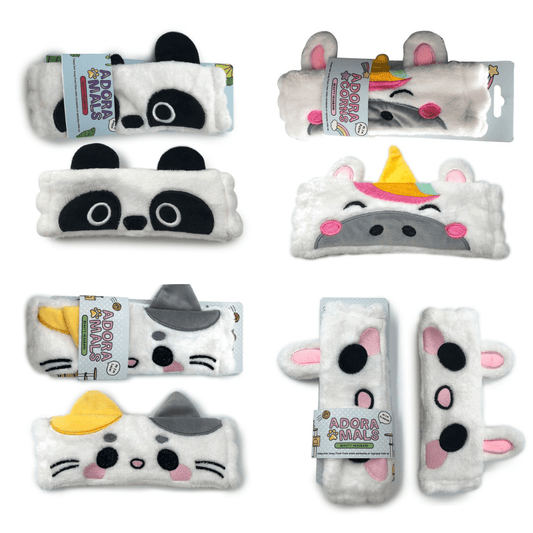 Adoramals Plush Headband Panda Rabbit Cat Unicorn Face Washing Makeup Headband - PartyErasers