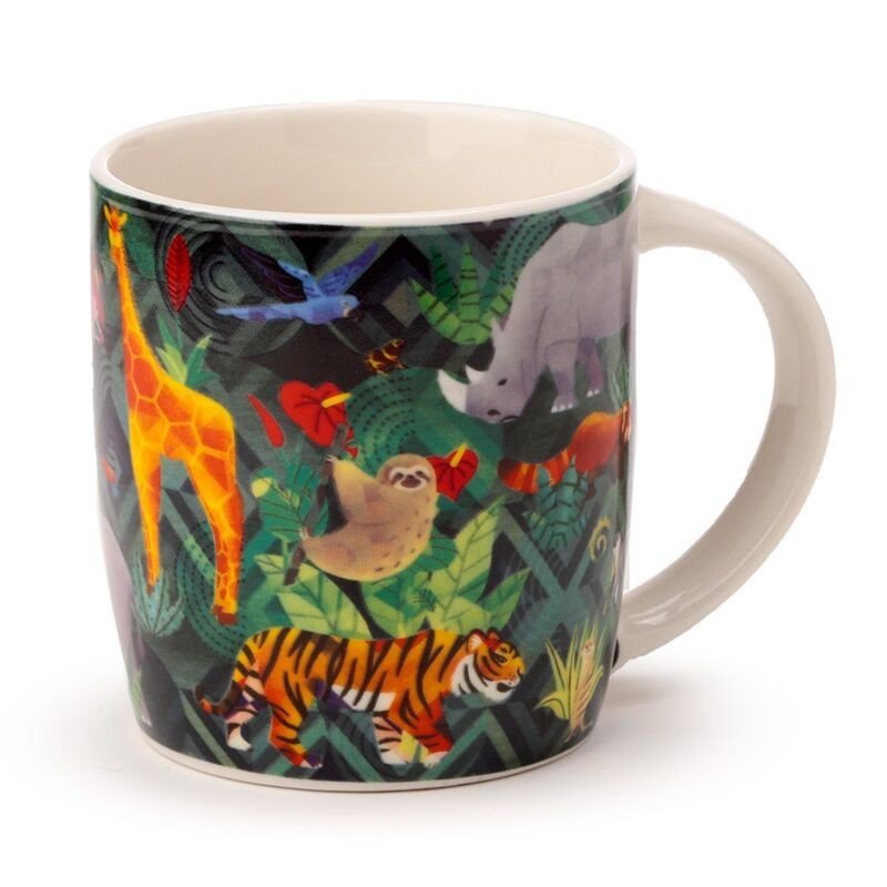 Animal Kingdom Themed Porcelain Mug Jungle Dishwasher & Microwave Safe 300ml - PartyErasers