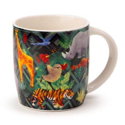 Animal Kingdom Themed Porcelain Mug Jungle Dishwasher & Microwave Safe 300ml - PartyErasers