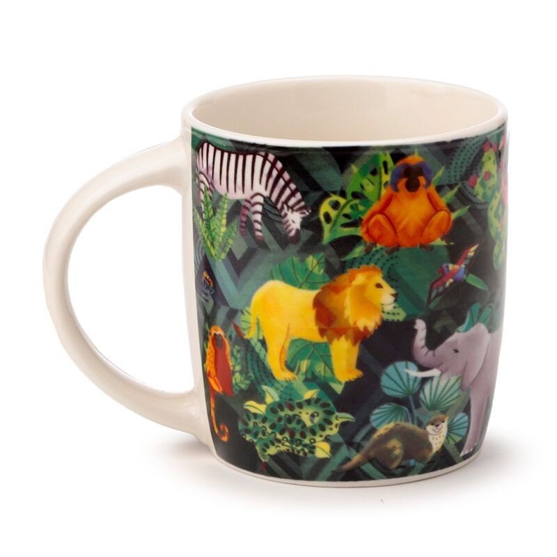 Animal Kingdom Themed Porcelain Mug Jungle Dishwasher & Microwave Safe 300ml - PartyErasers