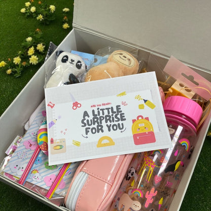 Back to School Stationery Gift Hamper Plush Toys Pencil Case Lunch Box Bottle - PartyErasers