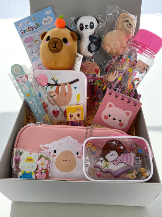 Back to School Stationery Gift Hamper Plush Toys Pencil Case Lunch Box Bottle - PartyErasers