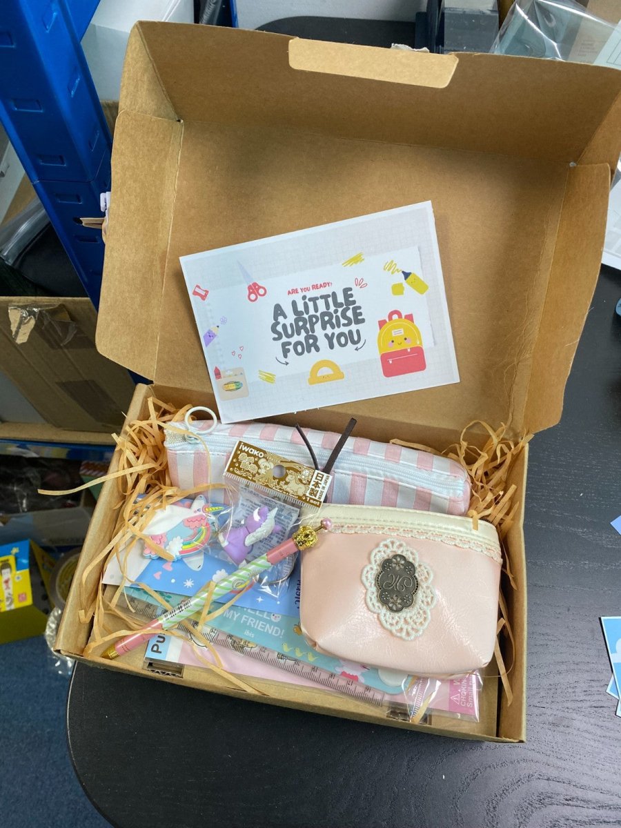 Back to School Stationery Gift Hamper/Box with Pusheen, Unicorn, Notebook Pencil - PartyErasers