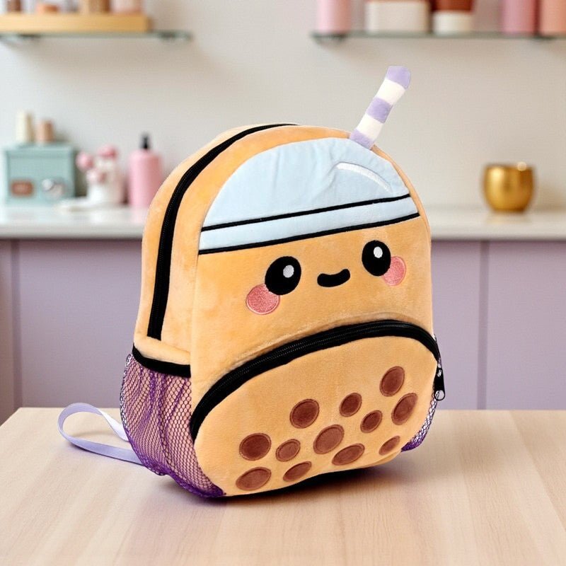 Boba the Bubble Tea Plush Rucksack Backpack Cute Kids School toddler - PartyErasers
