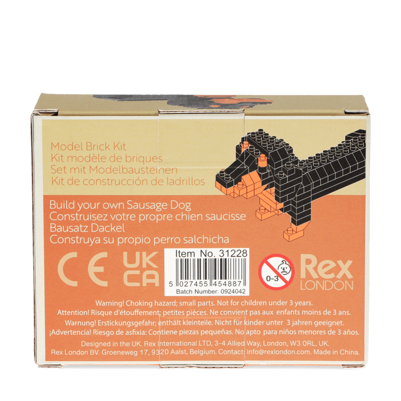 Build your own dog model brick kit - Sausage dog - PartyErasers
