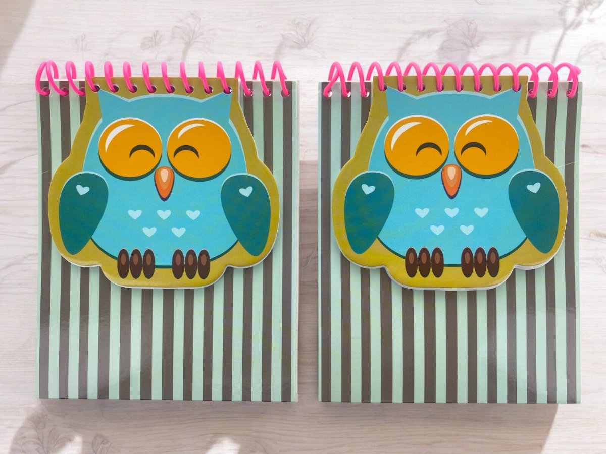 Butterflies Cupcakes Owl Die Cut Spiral Notebook Ruled Wired Jotter Pad (2pcs) - PartyErasers