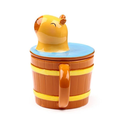 Capybara Ceramic Lidded Mug Cute Novelty - PartyErasers