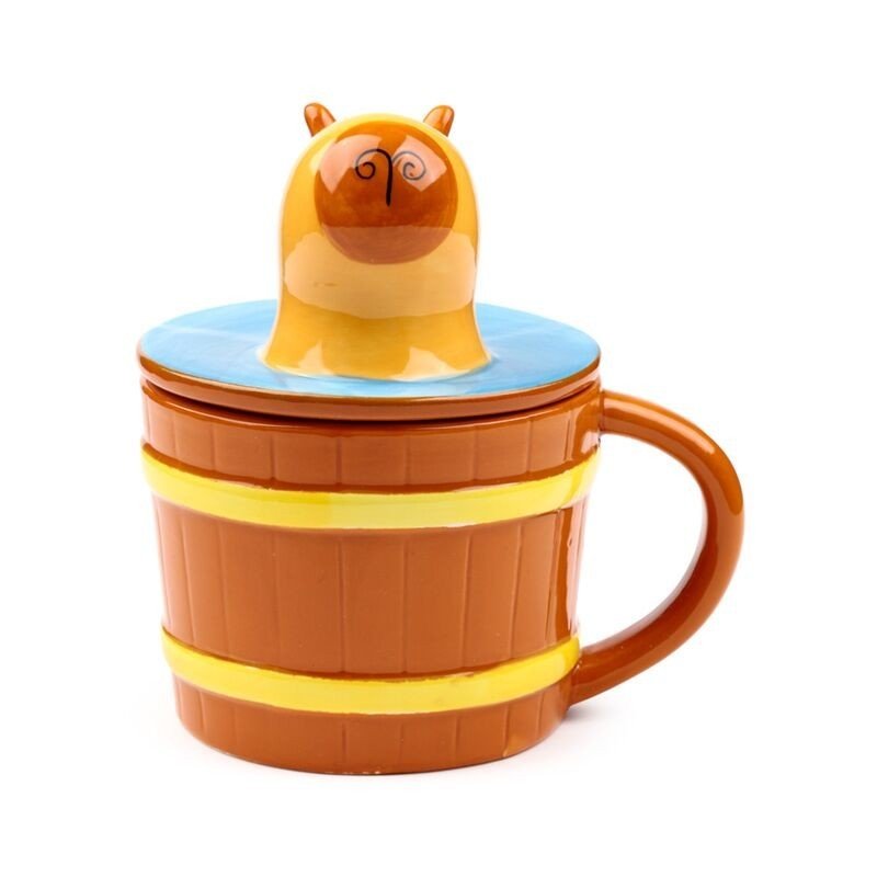 Capybara Ceramic Lidded Mug Cute Novelty - PartyErasers