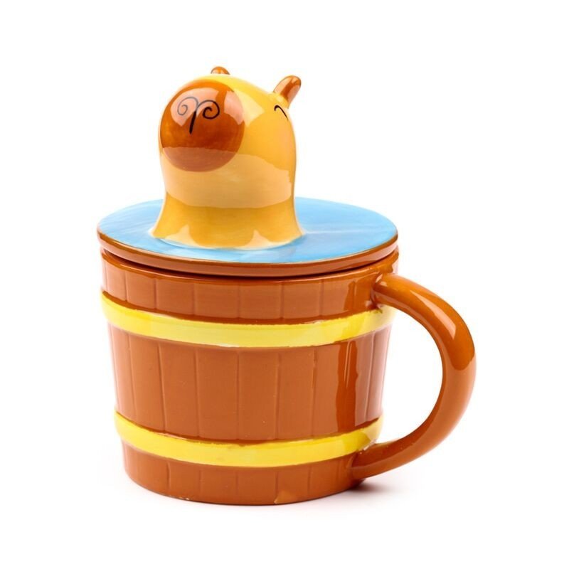 Capybara Ceramic Lidded Mug Cute Novelty - PartyErasers
