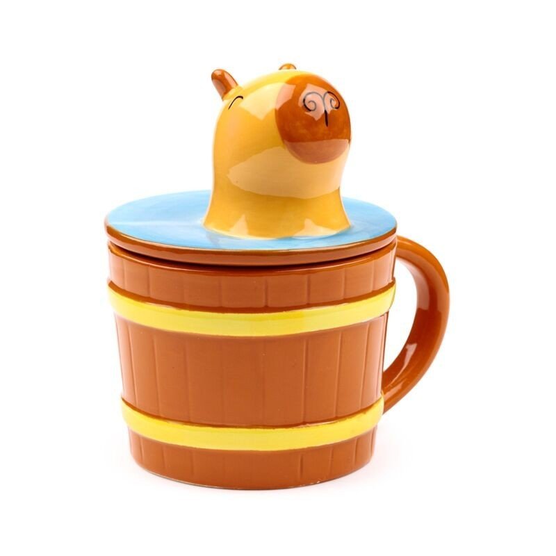Capybara Ceramic Lidded Mug Cute Novelty - PartyErasers