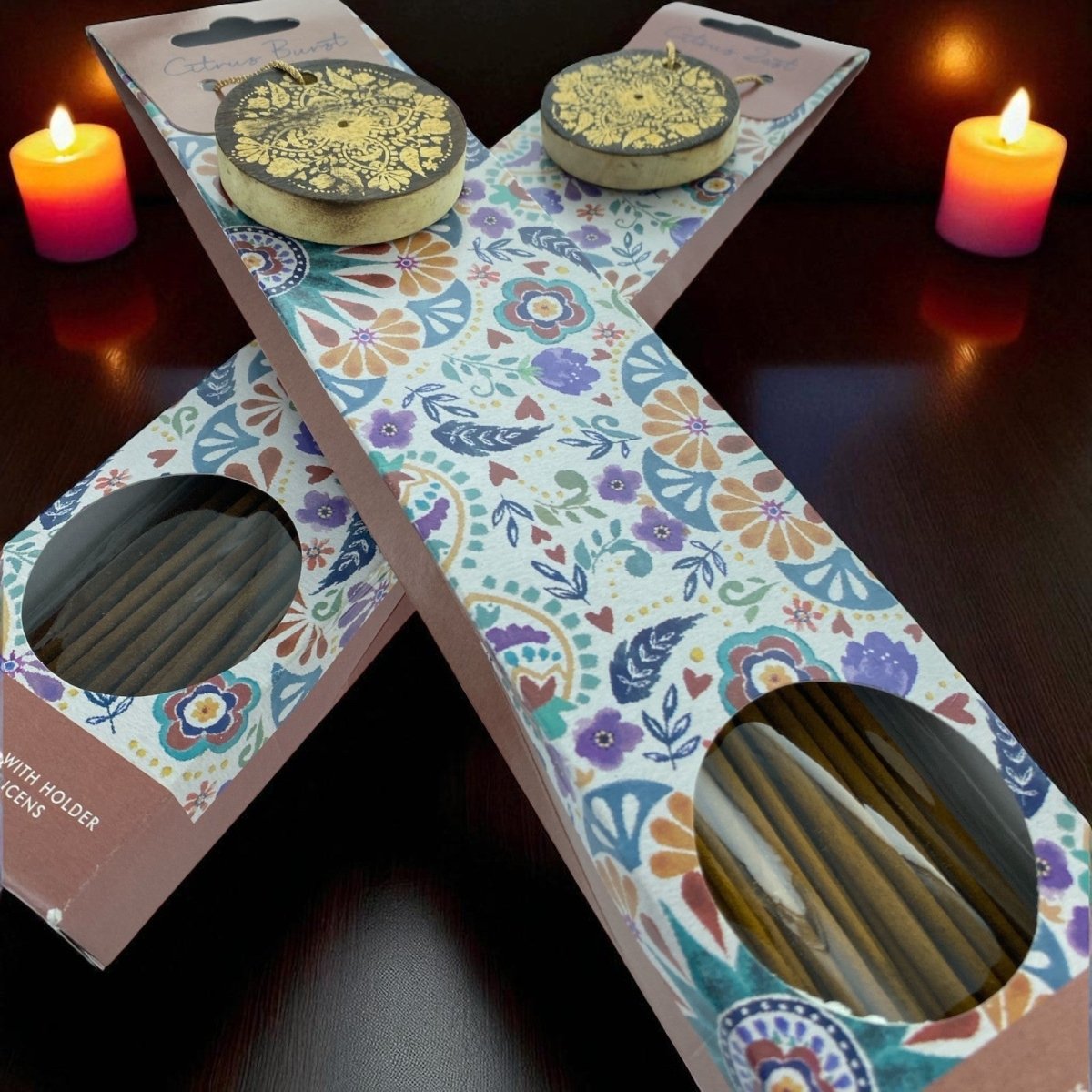 Citrus Scent Incense sticks with Holder (Pack of 2, 40 sticks pp) Meditation - PartyErasers