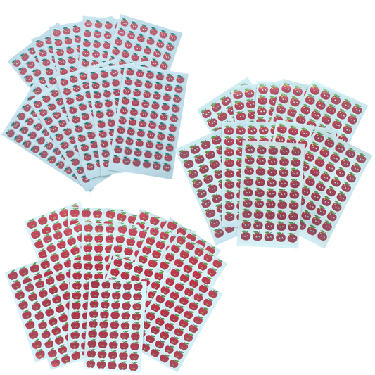 Coloured Apples Teacher Student Reward Stickers classroom (450 to 600 stickers) - PartyErasers
