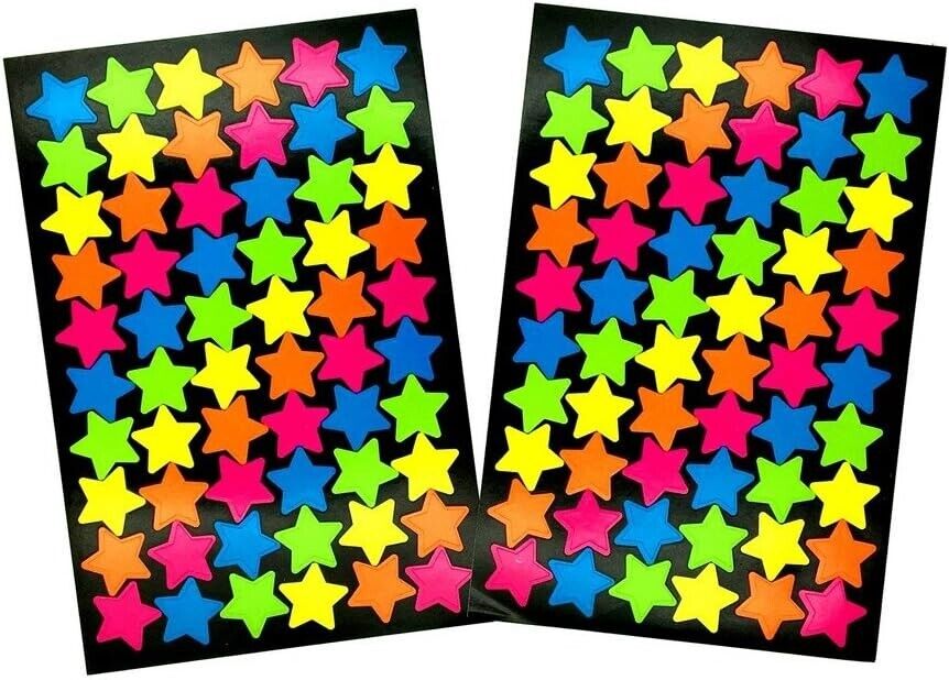Colourful Star & Heart Reward Stickers for School Teachers & Parents (8 sheets) - PartyErasers