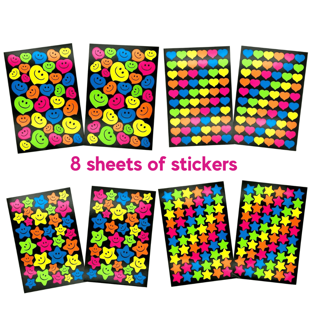 Colourful Star & Heart Reward Stickers for School Teachers & Parents (8 sheets) - PartyErasers