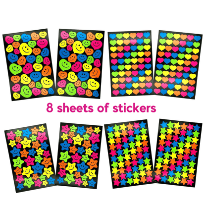 Colourful Star & Heart Reward Stickers for School Teachers & Parents (8 sheets) - PartyErasers