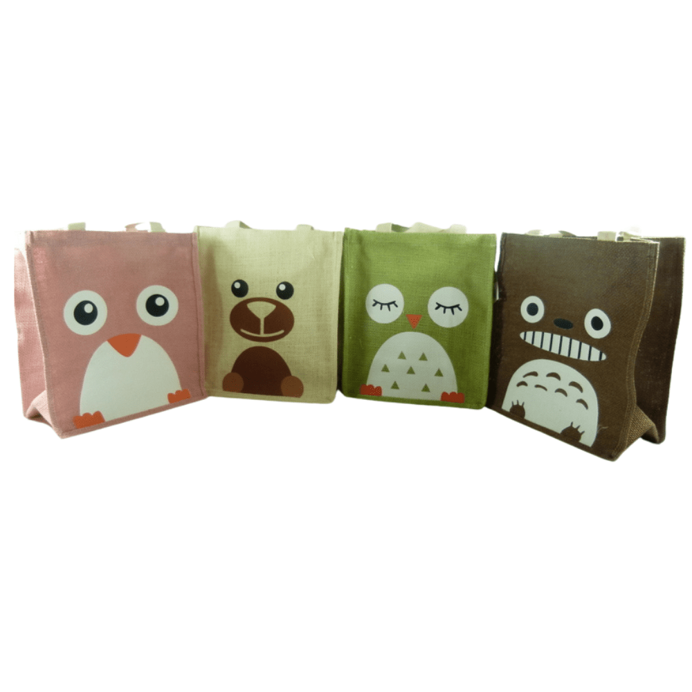 Cute Animal Penguin Bear Totoro Small Jute Tote Bag Lunch Bag Shopping Bag - PartyErasers
