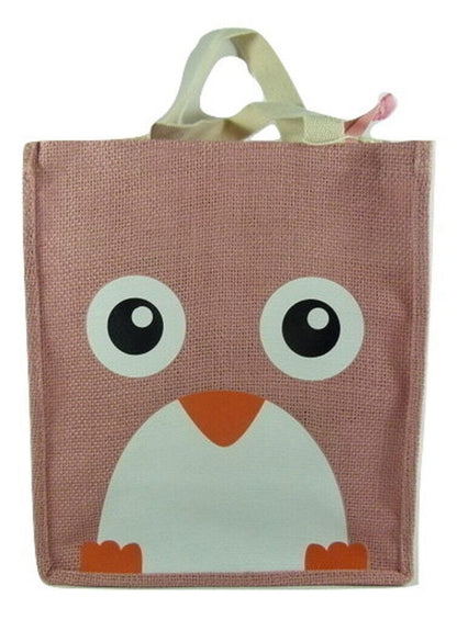 Cute Animal Penguin Bear Totoro Small Jute Tote Bag Lunch Bag Shopping Bag - PartyErasers