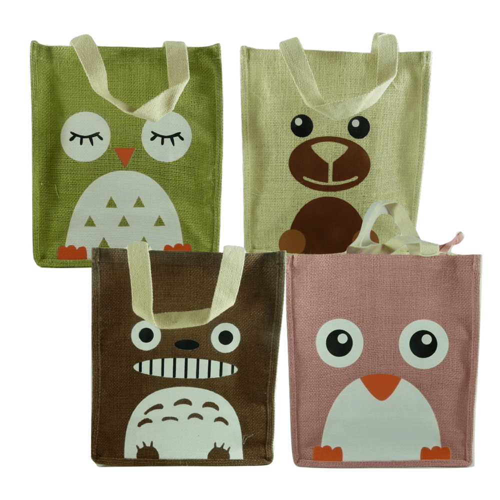 Cute Animal Penguin Bear Totoro Small Jute Tote Bag Lunch Bag Shopping Bag - PartyErasers