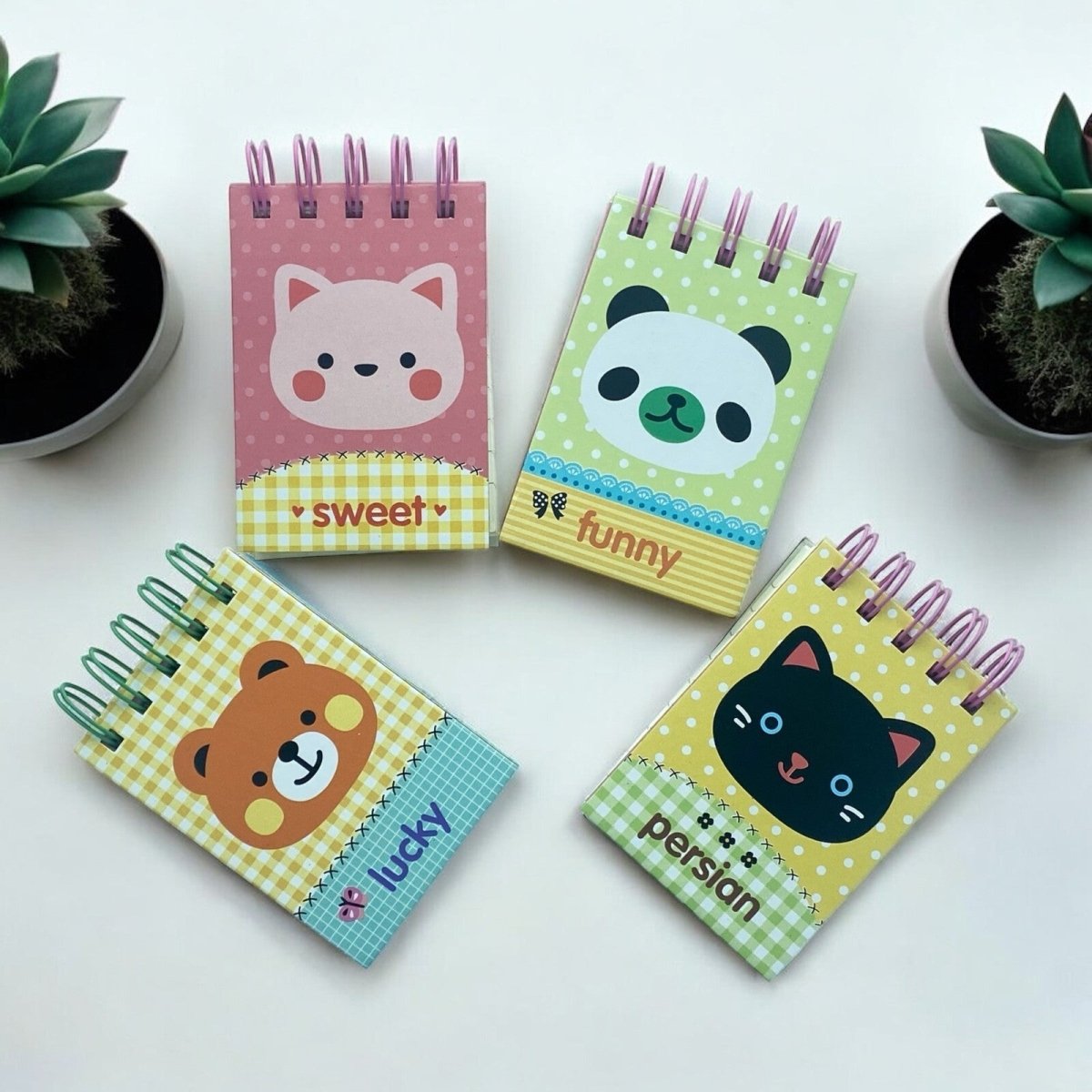 Cute Animals Note Pad Notebook Spiral Jotter Pad Kids Party Bag set of 4 - PartyErasers