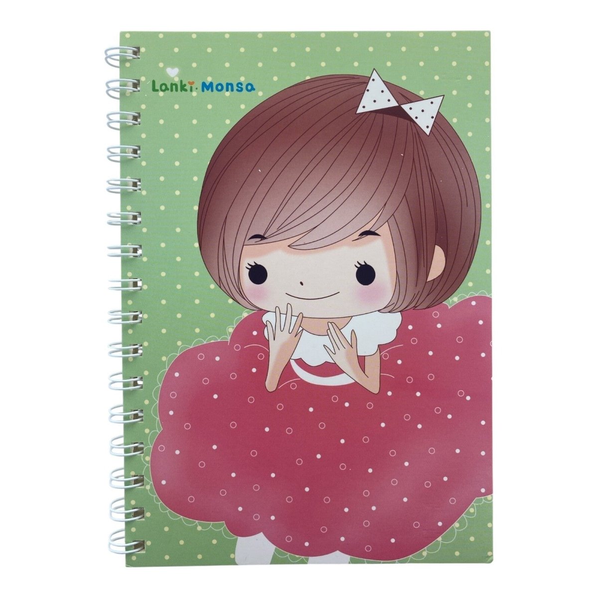 Cute Cartoon Girl A5 Spiral Notebook Ruled 140 Pages Wired Jotter Pad - PartyErasers