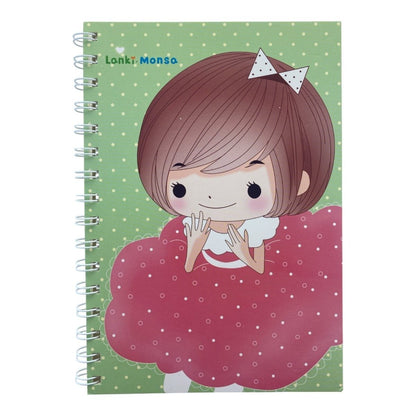 Cute Cartoon Girl A5 Spiral Notebook Ruled 140 Pages Wired Jotter Pad - PartyErasers