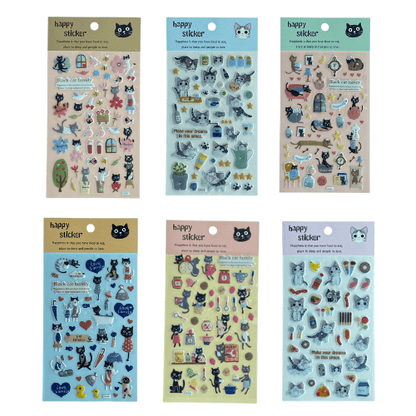 Cute Cats 3D Puffy Stickers with Diamante for Art & Crafts Scrapbook - PartyErasers