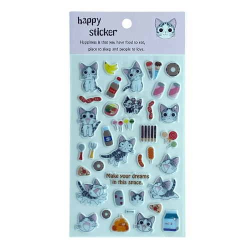 Cute Cats 3D Puffy Stickers with Diamante for Art & Crafts Scrapbook - PartyErasers