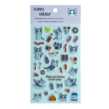 Cute Cats 3D Puffy Stickers with Diamante for Art & Crafts Scrapbook - PartyErasers
