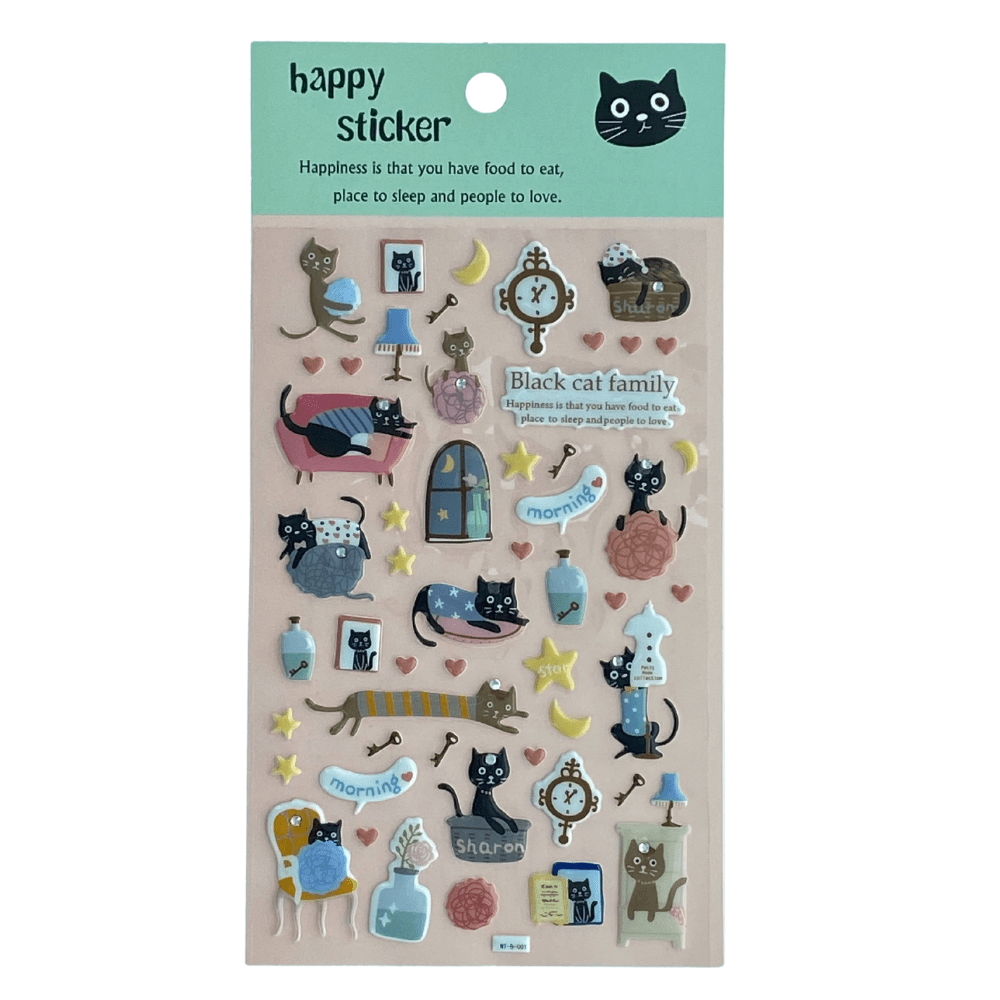 Cute Cats 3D Puffy Stickers with Diamante for Art & Crafts Scrapbook - PartyErasers