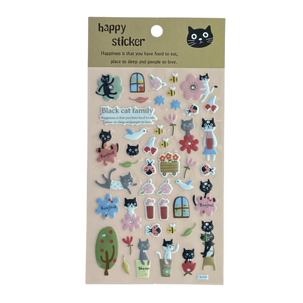 Cute Cats 3D Puffy Stickers with Diamante for Art & Crafts Scrapbook - PartyErasers