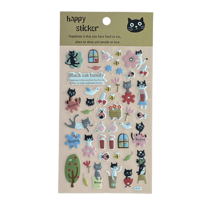 Cute Cats 3D Puffy Stickers with Diamante for Art & Crafts Scrapbook - PartyErasers