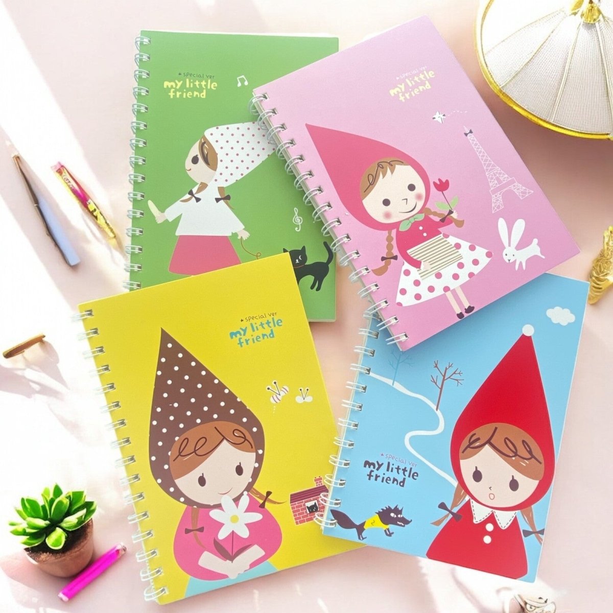 Cute Fairy Tale A5 Spiral Notebook Ruled 140 Pages Wired Jotter Pad - PartyErasers