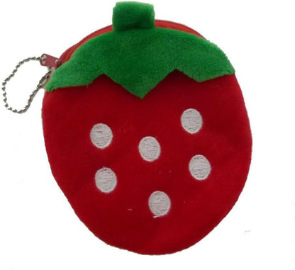 Cute Fruit Zipper Pouch Coin Purse - Strawberry & Orange - PartyErasers