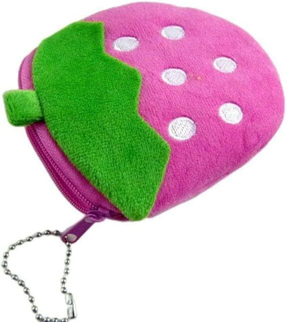 Cute Fruit Zipper Pouch Coin Purse - Strawberry & Orange - PartyErasers