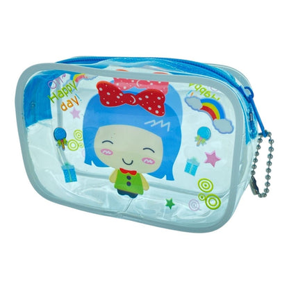 Cute Girl Design Mini Clear Plastic Zipper Pouch Hair Accessories Keepsake 4pcs - PartyErasers