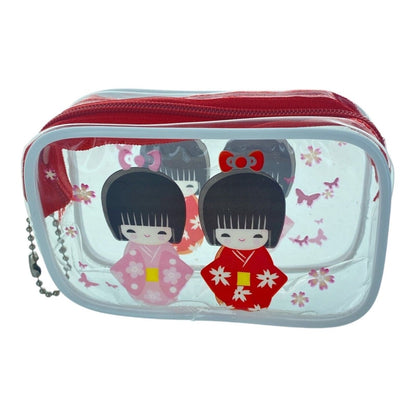 Cute Girl Design Mini Clear Plastic Zipper Pouch Hair Accessories Keepsake 4pcs - PartyErasers