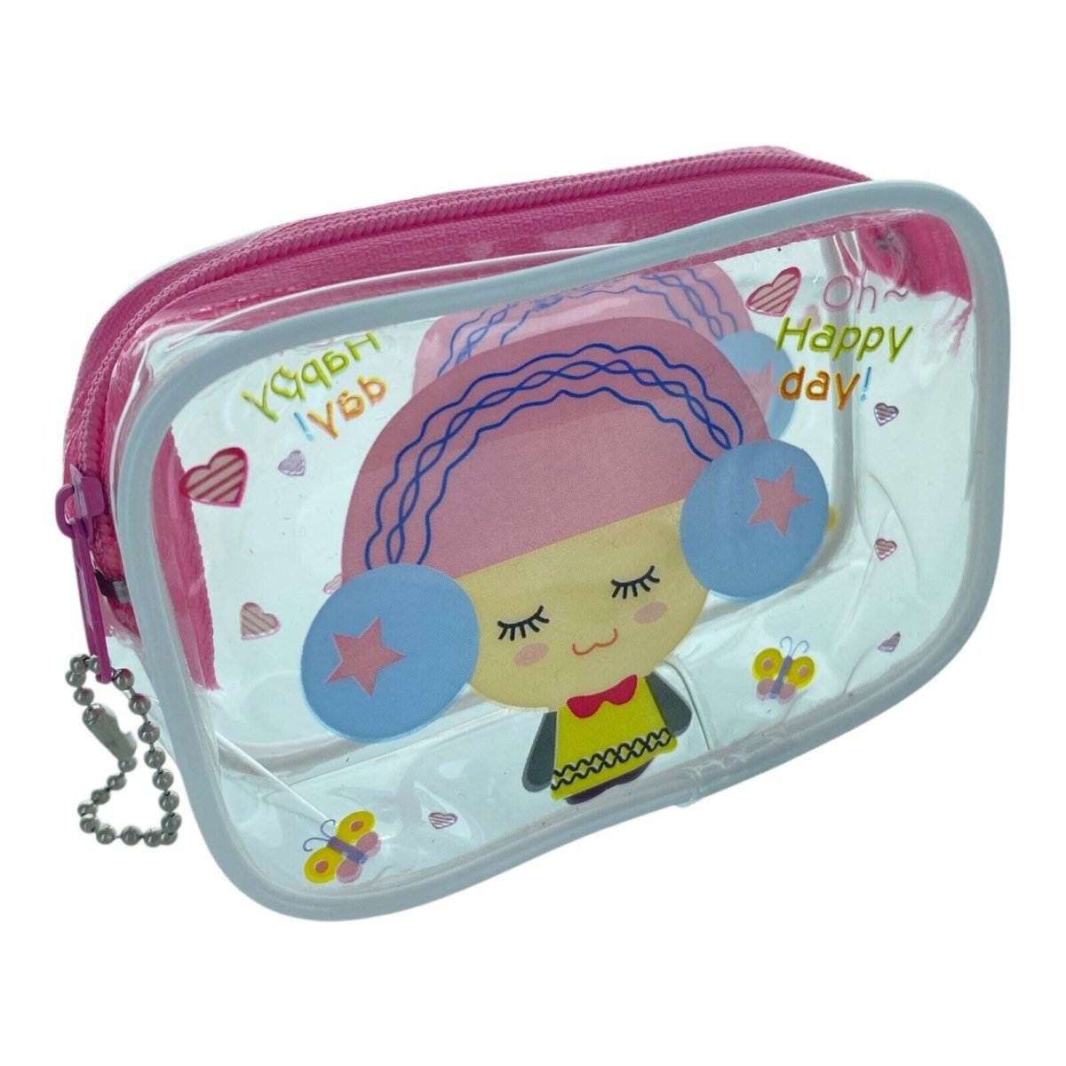 Cute Girl Design Mini Clear Plastic Zipper Pouch Hair Accessories Keepsake 4pcs - PartyErasers