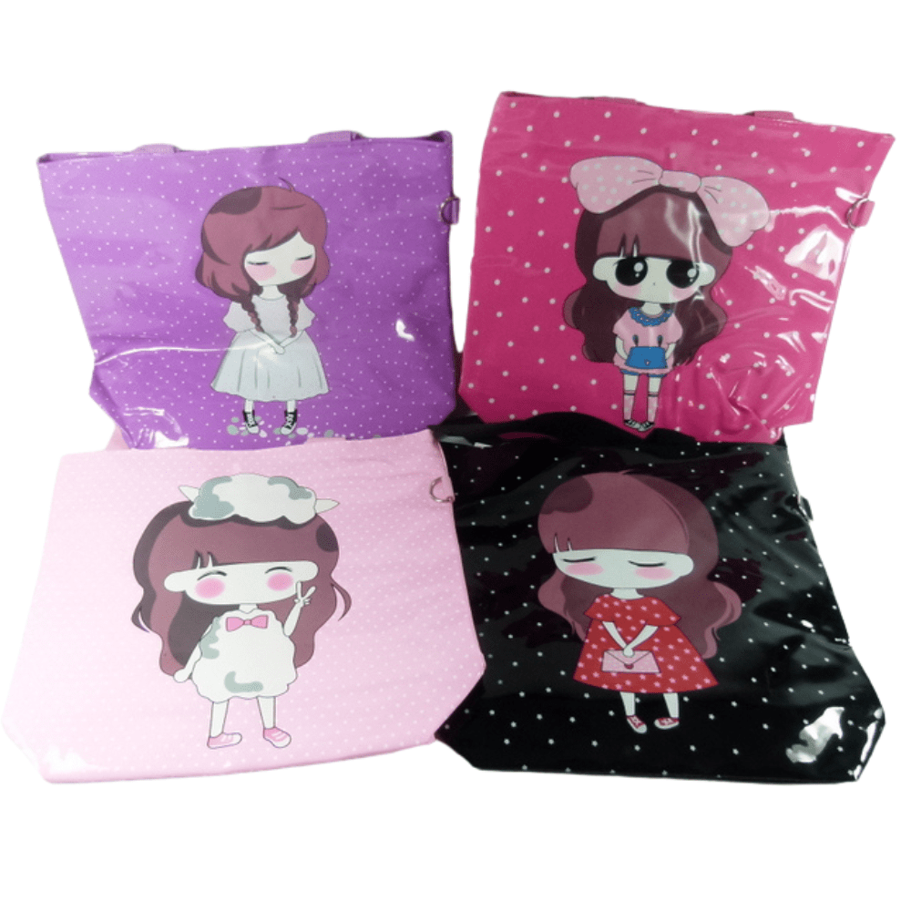 Cute Girl Shiny PU Zipped Shoulder Bag Shopping Bag - PartyErasers