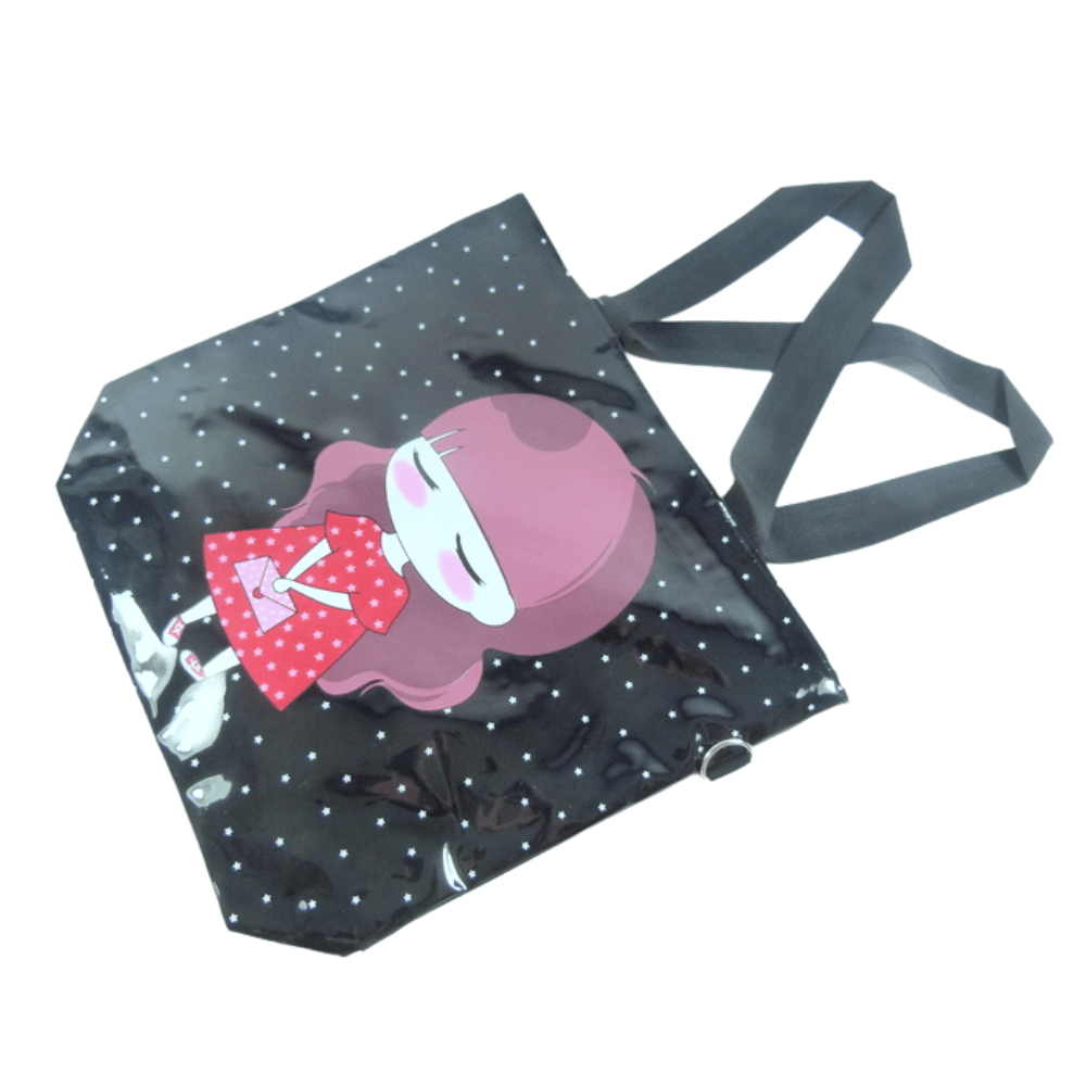 Cute Girl Shiny PU Zipped Shoulder Bag Shopping Bag - PartyErasers