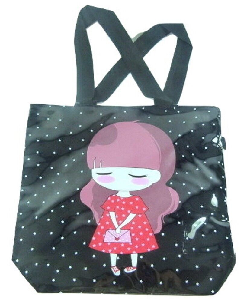 Cute Girl Shiny PU Zipped Shoulder Bag Shopping Bag - PartyErasers