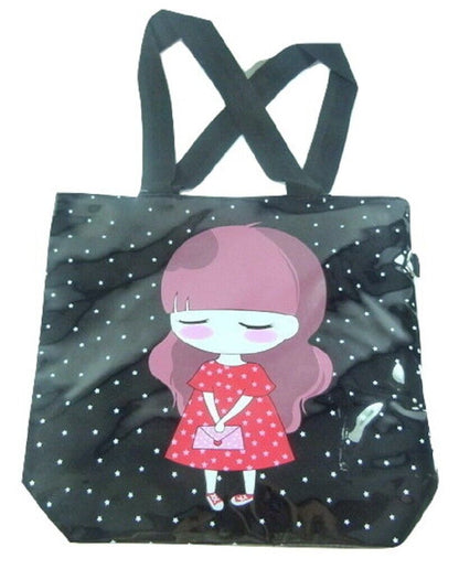Cute Girl Shiny PU Zipped Shoulder Bag Shopping Bag - PartyErasers