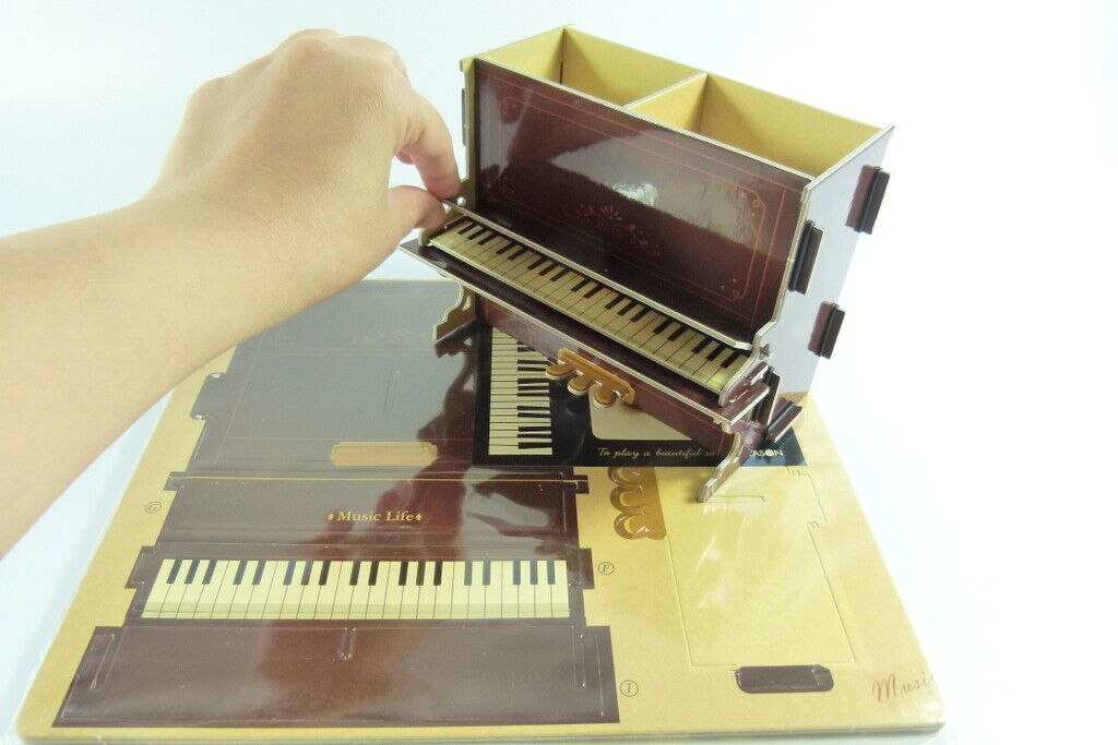 Desk Organiser DIY Board Box with Compartments - Brown Piano - PartyErasers