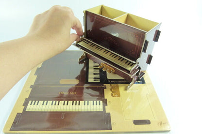 Desk Organiser DIY Board Box with Compartments - Brown Piano - PartyErasers