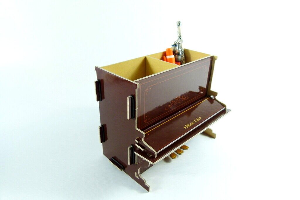 Desk Organiser DIY Board Box with Compartments - Brown Piano - PartyErasers