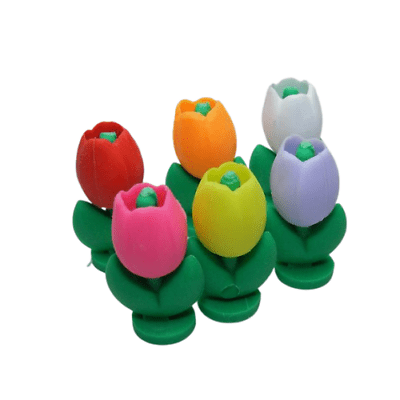 Dream Japanese Puzzle Erasers: 6 Tulips Flowers Japanese Erasers - PartyErasers