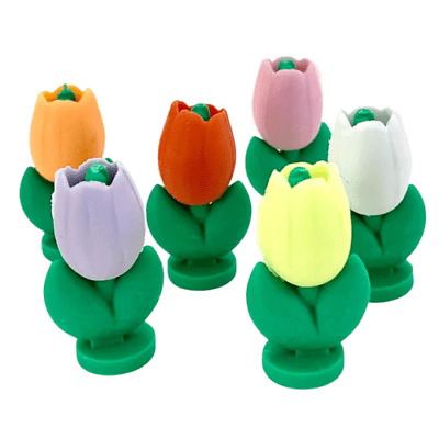 Dream Japanese Puzzle Erasers: 6 Tulips Flowers Japanese Erasers - PartyErasers