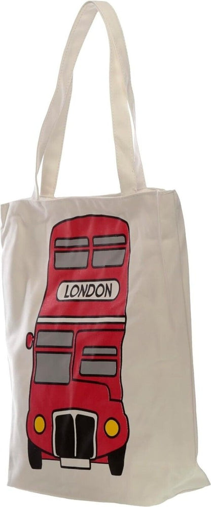 Eco Friendly Bag - London Bus Zip Up Cotton Bag - PartyErasers