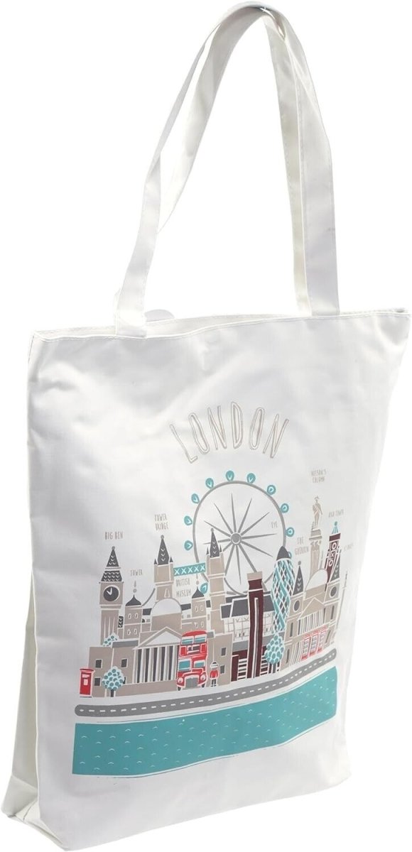 Eco Friendly Bag - London Skyline Zip Up Cotton Bag - PartyErasers