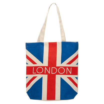 Eco Friendly Bag - London Union Jack Flag Zip Up Cotton Bag - PartyErasers